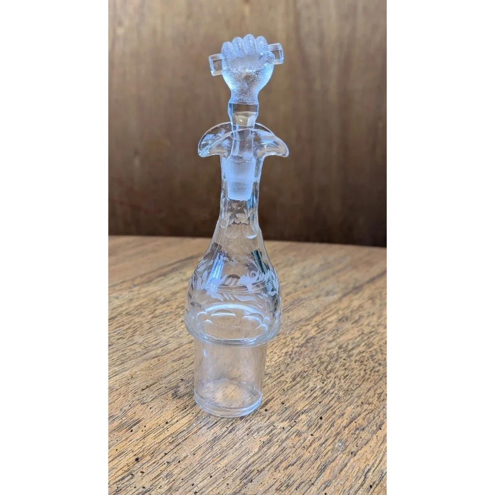 Vintage Etched Glass Decanter/Claret Jug Carafe With Stopper